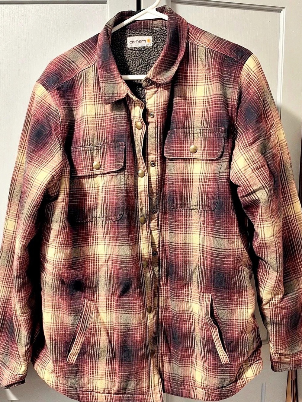 Carhartt Relaxed Fit Flannel Sherpa-Lined Shirt Jac Plaid Jacket